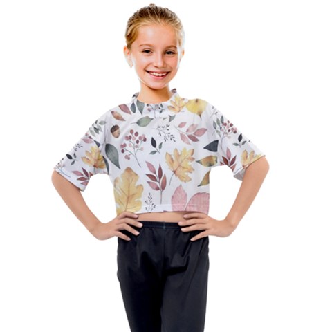 Flowers Pattern Kids Mock Neck Tee by Sparkle