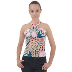 Floral Cross Neck Velour Top by Sparkle