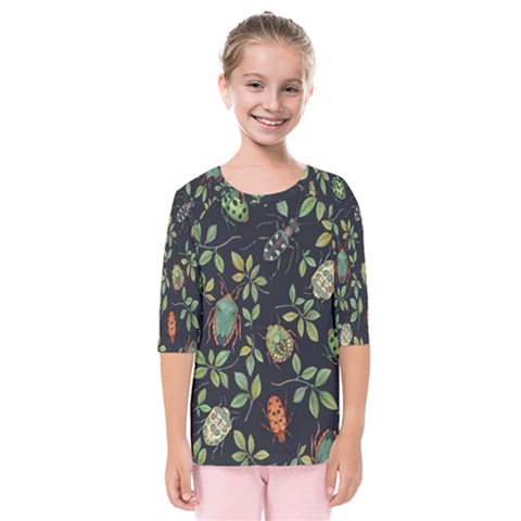 Nature With Bugs Kids  Quarter Sleeve Raglan Tee by Sparkle