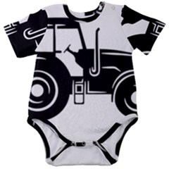 Black-farm-tractor-cut Baby Short Sleeve Onesie Bodysuit by DinzDas