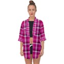 Pink Tartan-9 Open Front Chiffon Kimono View1