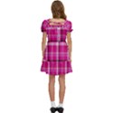 Pink Tartan-9 Kids  Puff Sleeved Dress View4