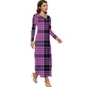 Pink Tartan 3 Long Sleeve Velour Longline Maxi Dress View3