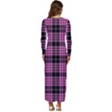 Pink Tartan 3 Long Sleeve Velour Longline Maxi Dress View4