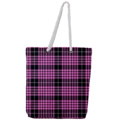 Pink Tartan 3 Full Print Rope Handle Tote (large) by tartantotartanspink2