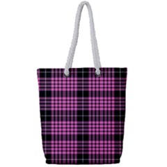 Pink Tartan 3 Full Print Rope Handle Tote (small) by tartantotartanspink2