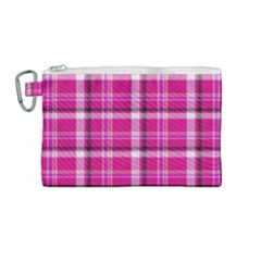 Pink Tartan-9 Canvas Cosmetic Bag (medium) by tartantotartanspink2