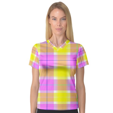 Pink Tartan-8 V-neck Sport Mesh Tee by tartantotartanspink2