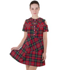 Boyd Modern Tartan Short Sleeve Shoulder Cut Out Dress  by tartantotartansred