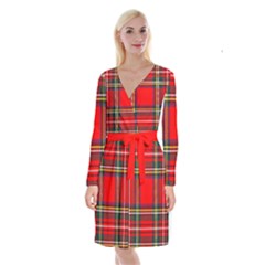 Stewart Royal Modern Heavy Weight Tartan Long Sleeve Velvet Front Wrap Dress by tartantotartansreddesign