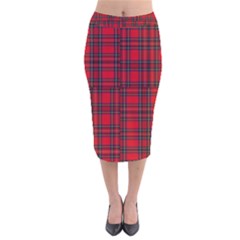 Royal Stewart Tartan Velvet Midi Pencil Skirt by tartantotartansreddesign