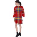 Tartan Pattern 40 V-Neck Flare Sleeve Mini Dress View2