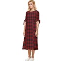 Tartan Red Bow Sleeve Chiffon Midi Dress View2