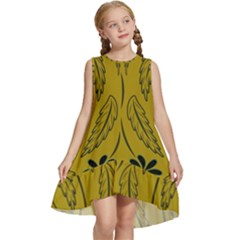 Folk Flowers Print Floral Pattern Ethnic Art Kids  Frill Swing Dress by Eskimos