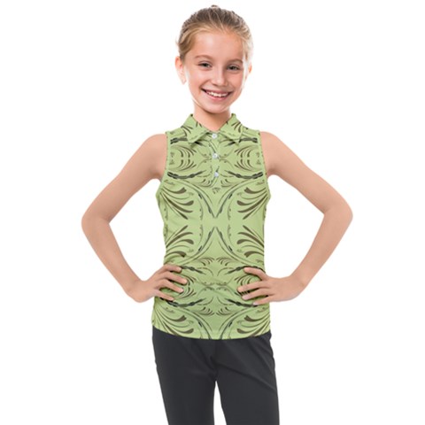 Floral Folk Damask Pattern Fantasy Flowers  Kids  Sleeveless Polo Tee by Eskimos