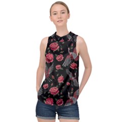 Cranes N Roses High Neck Satin Top by HWDesign