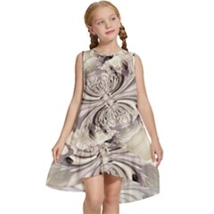 Fractal Feathers Kids  Frill Swing Dress by MRNStudios