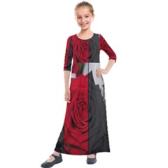 Roses Rouge Fleurs Kids  Quarter Sleeve Maxi Dress by kcreatif