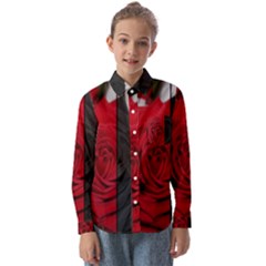 Roses Rouge Fleurs Kids  Long Sleeve Shirt by kcreatif