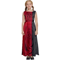 Roses Rouge Fleurs Kids  Satin Sleeveless Maxi Dress by kcreatif