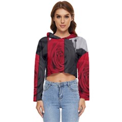 Roses Rouge Fleurs Women s Lightweight Cropped Hoodie by kcreatif