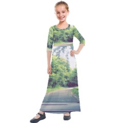 Photo Vue Sur Forêt  Kids  Quarter Sleeve Maxi Dress by kcreatif