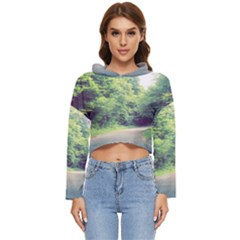 Photo Vue Sur Forêt  Women s Lightweight Cropped Hoodie by kcreatif