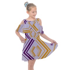 Abstract Geometric Design    Kids  Shoulder Cutout Chiffon Dress by Eskimos