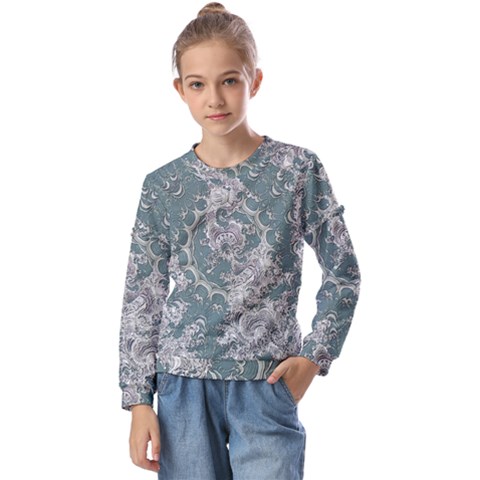 Seaweed Mandala Kids  Long Sleeve Tee With Frill  by MRNStudios