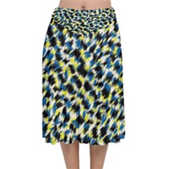 Digital Animal  Print Velvet Flared Midi Skirt by Sparkle