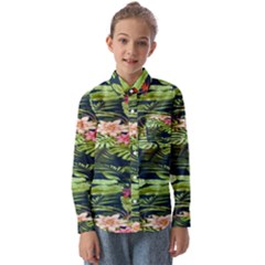 Flowers Pattern Kids  Long Sleeve Shirt by Sparkle