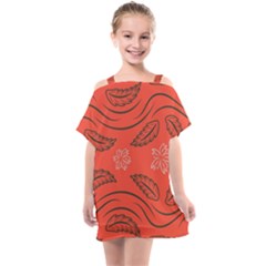 Folk Flowers Print Floral Pattern Ethnic Art Kids  One Piece Chiffon Dress by Eskimos