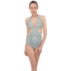 Mandala  Halter Front Plunge Swimsuit by zappwaits