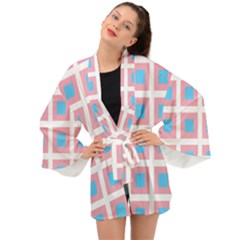 Trans Flag Squared Plaid Long Sleeve Kimono by WetdryvacsLair