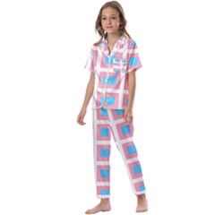 Trans Flag Squared Plaid Kids  Satin Short Sleeve Pajamas Set by WetdryvacsLair