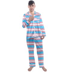 Trans Flag Stripes Men s Long Sleeve Satin Pajamas Set by WetdryvacsLair