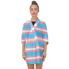 Trans Flag Stripes Half Sleeve Chiffon Kimono by WetdryvacsLair