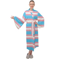 Trans Flag Stripes Maxi Velour Kimono by WetdryvacsLair