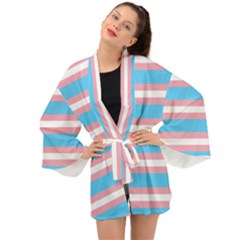 Trans Flag Stripes Long Sleeve Kimono by WetdryvacsLair