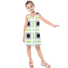 Agender Flag Plaid Kids  Sleeveless Dress by WetdryvacsLair