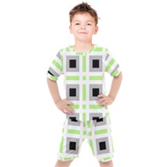 Agender Flag Plaid Kids  Tee And Shorts Set by WetdryvacsLair