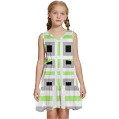 Agender Flag Plaid Kids  Sleeveless Tiered Mini Dress by WetdryvacsLair