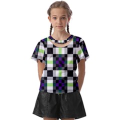 Agender Flag Plaid With Difference Kids  Front Cut Tee by WetdryvacsLair