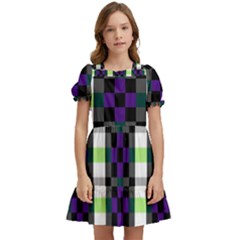 Agender Flag Plaid With Difference Kids  Puff Sleeved Dress by WetdryvacsLair