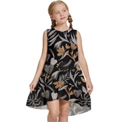   Plants And Hearts In Boho Style No  2 Kids  Frill Swing Dress by HWDesign