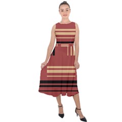 Abstract Pattern Geometric Backgrounds   Midi Tie-back Chiffon Dress by Eskimos