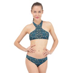 Waterlilies In The Calm Lake Of Beauty And Herbs High Neck Bikini Set by pepitasart