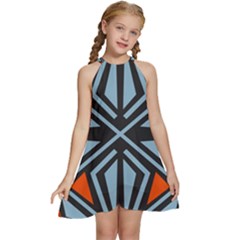 Abstract Geometric Design    Kids  Halter Collar Waist Tie Chiffon Dress by Eskimos