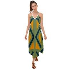 Abstract Geometric Design    Halter Tie Back Dress  by Eskimos