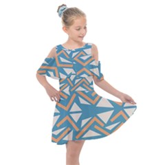 Abstract Geometric Design    Kids  Shoulder Cutout Chiffon Dress by Eskimos